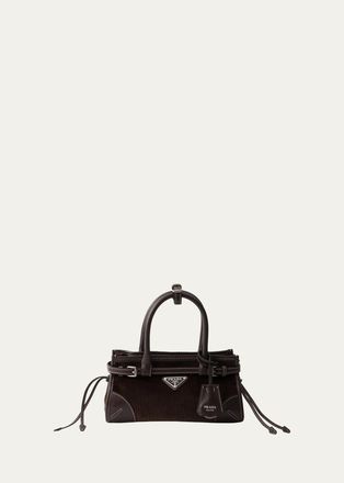 Prada Bonnie Small Corduroy & Leather Top-Handle Bag