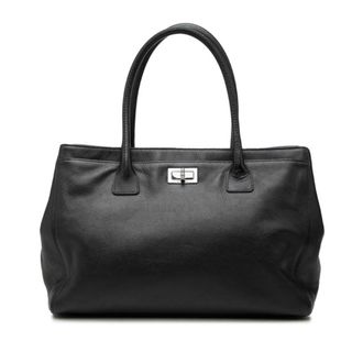 Chanel Black Leather Handbag Tote Bag (Pre-Owned)