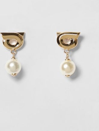 Ferragamo Orecchini Gancini Ferragamo in ottone con perle sintetiche