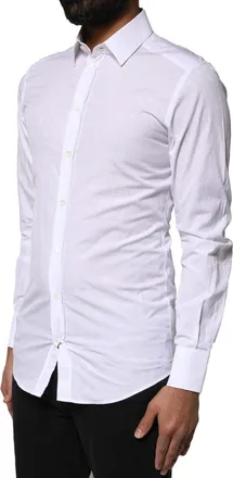 Dolce & Gabbana Mens White Gold Cotton Long Sleeves Dress Shirt