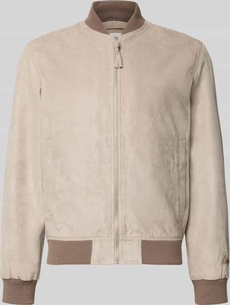 Jack & Jones Jack & Jones Bomberjacke in Leder-Optik mit Stehkragen in Sand, Gr&ouml;&szlig;e XXL