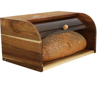MegaChef Acacia Wood Bread Box with Sliding Plastic Lid at Nordstrom