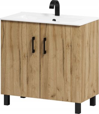OEM Mueble De Ba&ntilde;o Viki 80 Con Lavabo, Roble Craft Dorado