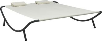 vidaXL Tumbona De Jard&iacute;n Tela Blanco Crema Vidaxl