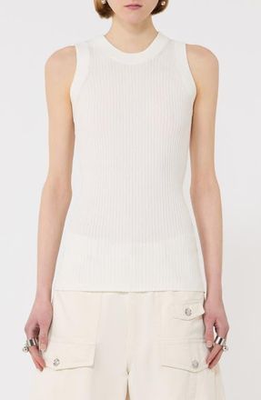 Sportmax Tione Sleeveless Ribbed Sweater in White at Nordstrom, Size X-Large
