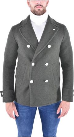 L.B.M. 1911 Op maat gemaakt dubbelborstig jasje - Heren - Blazers - Groen - L - Wol - Jassen