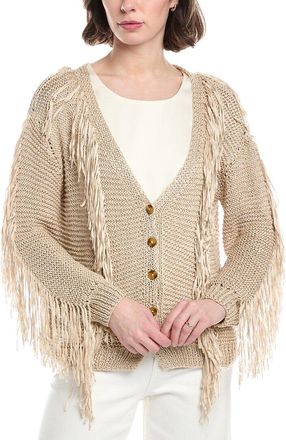 Farm Rio Sand Stripes Fringes Knit Cardigan
