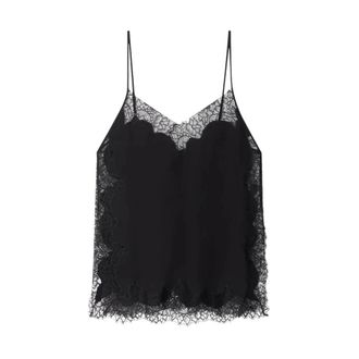 Mes Demoiselles... Top met V-hals en kanten details - Dames - Tops zonder mouwen - Zwart - XS - Tops