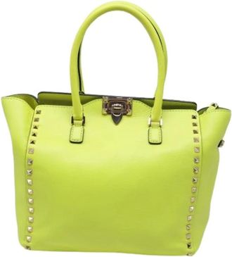 Valentino Tweedehands leren handtassen - Dames - Vintage Handtas - Geel - ONE Size - Vintage