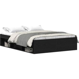 vidaXL Estructura De Cama Sin Colch&oacute;n Roble Negro 135x190 Cm Vidaxl
