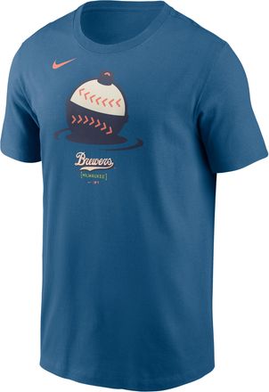 Nike Milwaukee Brewers City Connect Large Logo Nike Mens MLB T-Shirt in Blue | N1994GWMZB-SCA