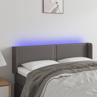 vidaXL Cabecero Con Led Cuero Sint&eacute;tico Gris 147x16x78/88 Cm Vidaxl