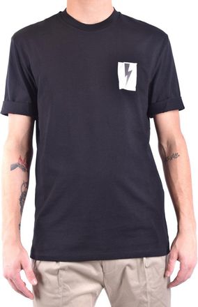 Neil Barrett Black Short-Sleeve T-Shirt With Lightning Bolt Graphic