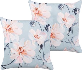 Beliani Beliani - Conjunto De 2 Cojines De Jard&iacute;n Almohada De Exterior 45 X 45 Cm Poli&eacute;ster Estampado Floral Multicolor Apricale