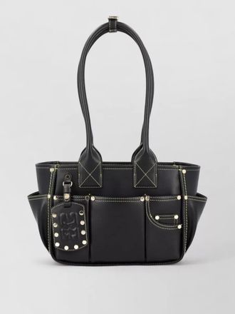 Ganni pose small tote bag contrast stitching