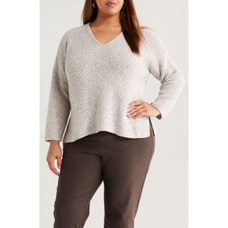 Eileen Fisher Organic Cotton V-Neck Sweater in Sea Salt at Nordstrom Rack, Size 1X