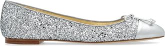 Sophia Webster Pirouette glittered ballerina shoes - women - Glitter/Leather/Leather/Leather - 35 - Silver