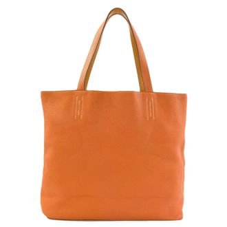Herm&egrave;s Orange Yellow Taurillon Clemence Leather Tote Bag (Pre-Owned)