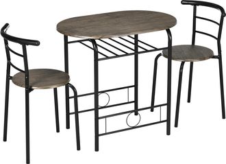 STILVORA Conjunto De Mesa Y Sillas Con 1 Mesa Y 2 Sillas, Estante De Almacenaje Bajo La Mesa, Mdf Y Metal, Negro