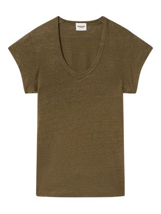 Isabel Marant Zankou T-shirt met V-hals en korte mouwen - Groen