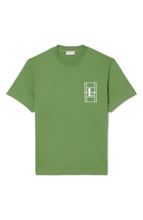 Lacoste Embroidered Court Logo Cotton T-Shirt in Lambs Lettuce at Nordstrom, Size 4
