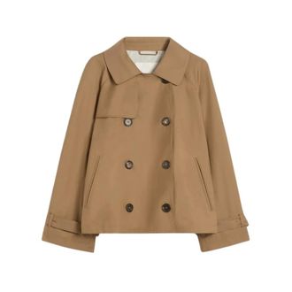 Max Mara Light Jackets, female, Brown, Size: S The Cube Short Waterproof Twill Gabardine