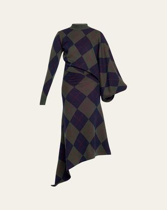 A.W.A.K.E. Argyle Asymmetric Knit Dress