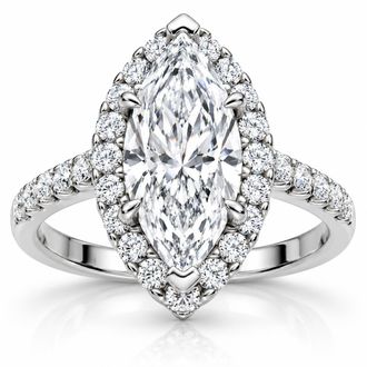 Pompeii3 1 3/8ct Marquise Halo Diamond Ring 14K White Gold Size Selectable