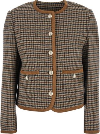 Dunst Beige Jacket With Button Closure And Front Pockets In Tweed Woman