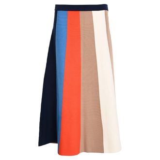 Victoria Beckham Striped Midi A-Line Skirt in Multicolor Viscose