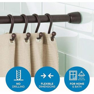 InterDesign 78571EU Asta Tenda Doccia, Metallo, Bronzo, 109-191 cm - Interdesign