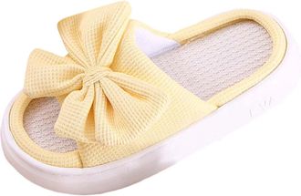 Generic Slippers Women Mens And Womens Cozy Open Toe Casual Thick Soled Bow Slide Clogs For Home Relaxation Solid Color 3D Bow For Couples Womens Cozy Slipper