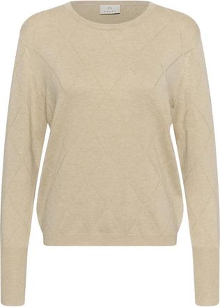 Kaffe Ronde hals gebreid - Dames - Ronde hals truien - Beige - 2XL - Nylon - Truien & Vesten