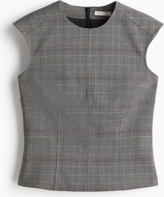 H&M Shirt mit Kappenärmeln - Grau