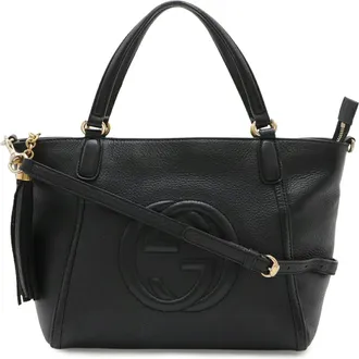 Gucci Black Leather Shoulder Bag Tote Bag (Pre-Owned)