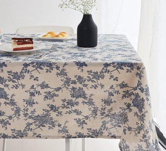 No Brand Mantel Rectangular Lavable De Algod&oacute;n Y Lino Con Estampado Floral Azul Campestre, 140 &times; 300 Cm, Ideal Para Exteriores, Fiestas, Picnics Y Comidas