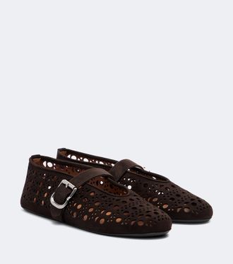 Alaia Ala&iuml;a Vienne suede ballet flats