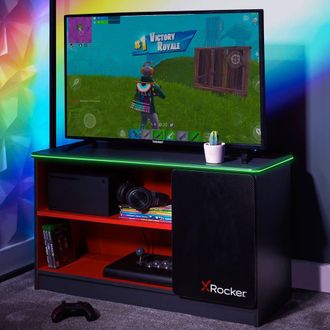 X Rocker Carbon-Tek TV Unit for up to 42 TVs with Drawer & LED Lighting in Red