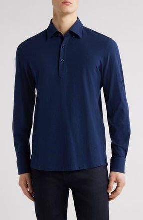 BOSS Hal Long Sleeve Polo in Dk Bu at Nordstrom Rack, Size 15.5