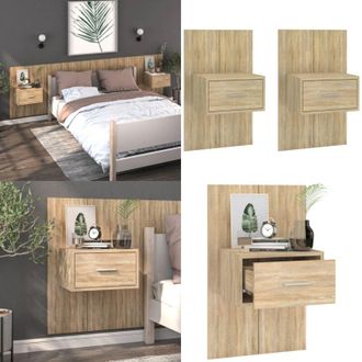 vidaXL Comodini a Muro 2 pz Rovere Sonoma - Armadietto da parete - Cassetti portaoggetti