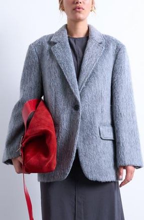 Topshop One-Button Blazer Coat in Grey at Nordstrom Rack, Size Medium