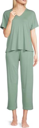Natori Soothe Short Sleeve Lounge Set In Sage