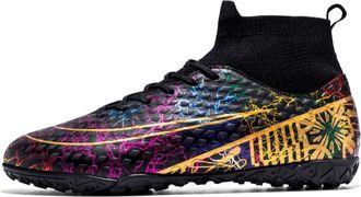 Generic Mens Breathable yin-yang Color high-top Long and Short Stud Training Football Shoes, Broken Nails -- Black, 4.5 UK