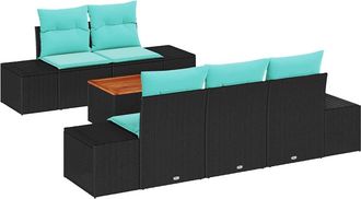vidaXL Conjunto De Sof&aacute;s De Jard&iacute;n 6 Uds. Negro Rat&aacute;n Sint&eacute;tico Vidaxl
