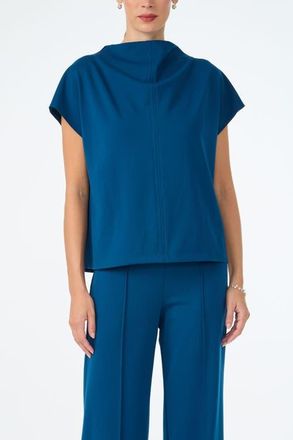 Trina Turk Pavilion High Neck Ponte Top in Burle Blue at Nordstrom, Size Small