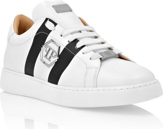 Philipp Plein Leather Lo-Top Sneakers Hexagon Ultra Unisex in White/black at Nordstrom, Size 40