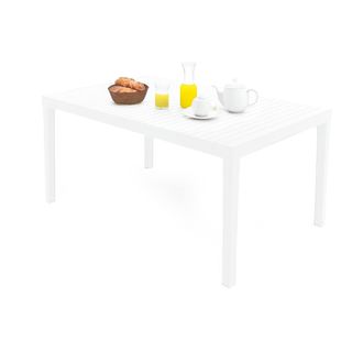 Dmora Dmora - Mesa De Exterior Maratea, Mesa De Comedor Rectangular, Mesa De Jard&iacute;n Multiusos, 100% Made In Italy, 150x90h72 Cm, Blanco, Con Embalaje Reforz