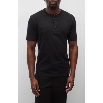 Reigning Champ Lightweight Jersey Henley in Black at Nordstrom, Size Xx-Large