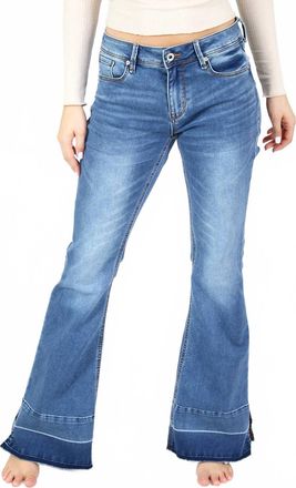 Grace in L.A. Easy Fit Mid-Rise Denim Flare Jeans In Medium Wash