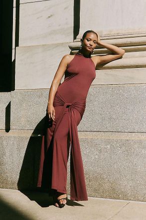 Bardot Isadora High-Neck Tie-Front Maxi Dress